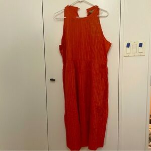 Orange halter neck cotton dress